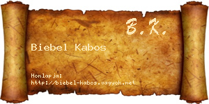 Biebel Kabos névjegykártya